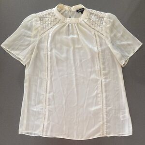 Express Small Ivory Lace Detail Blouse